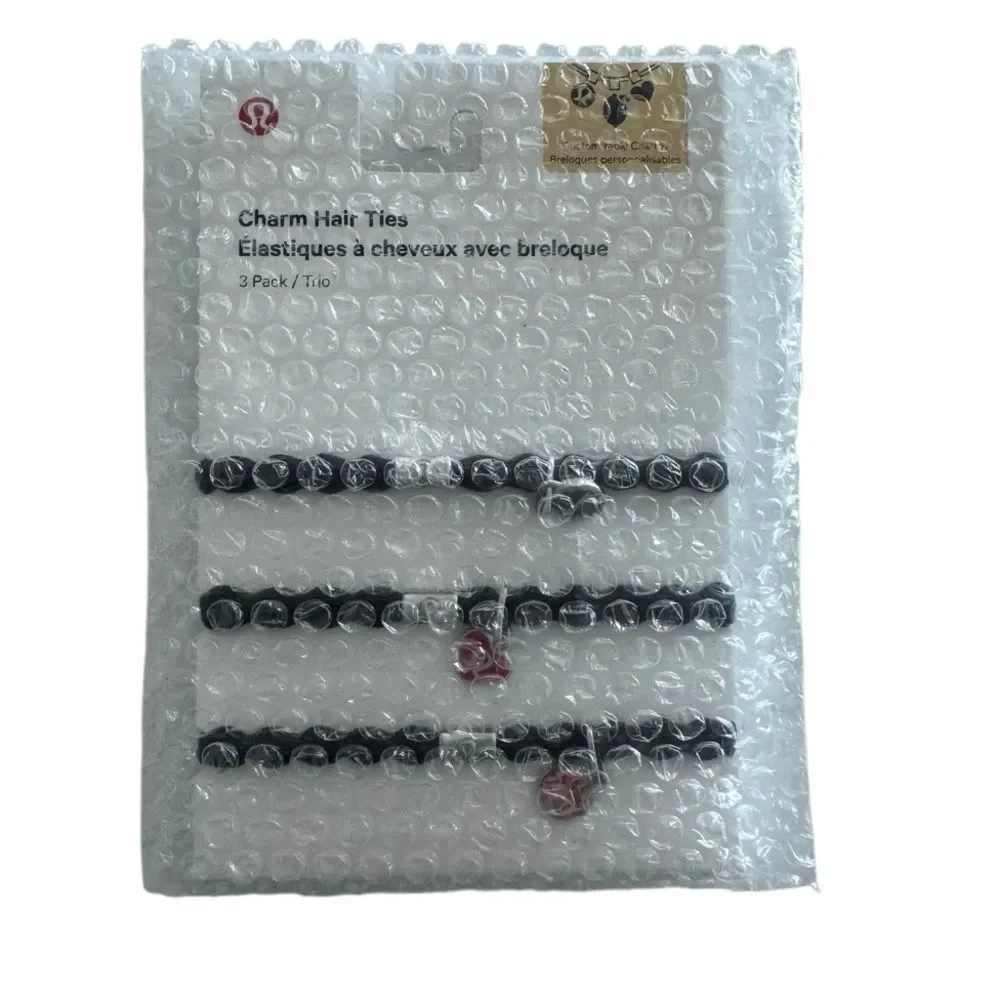 Lululemon Charm Hair Ties 3 Pack Black/Silver
